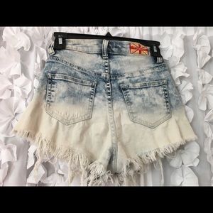 Distressed high rise jean shorts